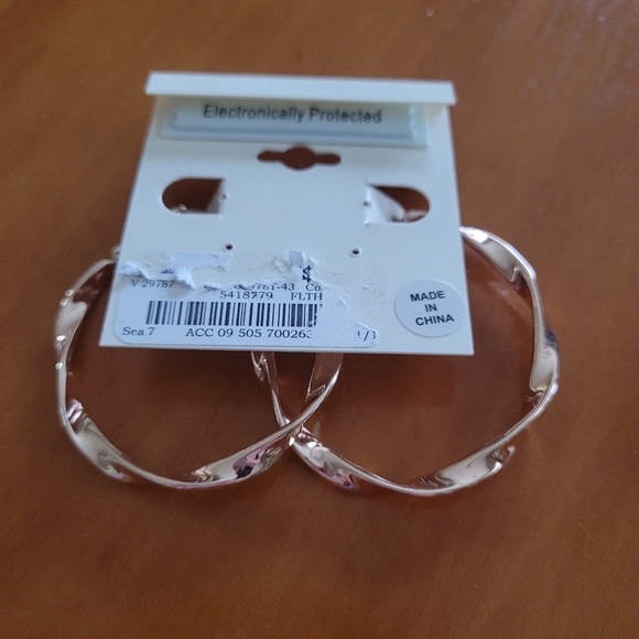 Tahari Twisted Gold Hoop Earrings - Picture 2 of 2